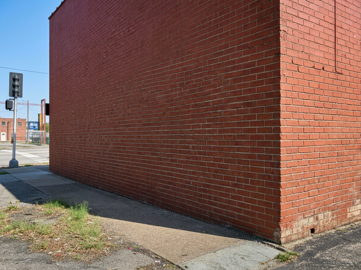 Graffiti removal from brick wall in Dallas, before and after dustless blasting (after)