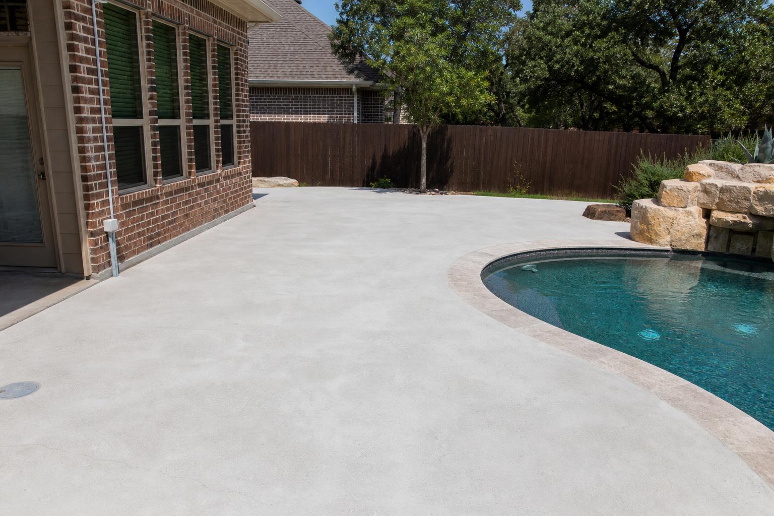 Pool deck coating removal in DFW, before and after dustless blasting (after)